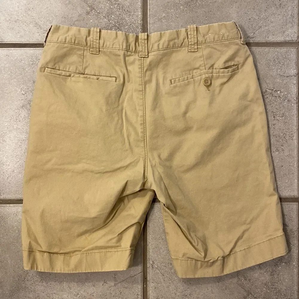 J. Crew 30W Flex Chino Flat Front Shorts Belt Loops Pockets Zipper